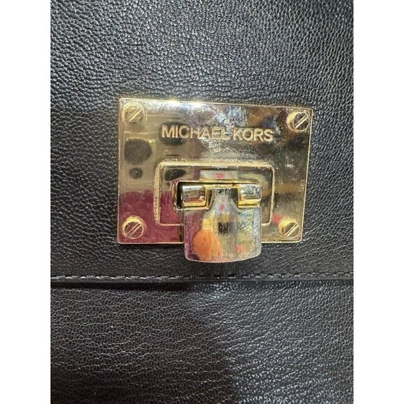 Michael Kors Ava Black Leather Handbag Crossbody Gold Hardware - Picture 5 of 9